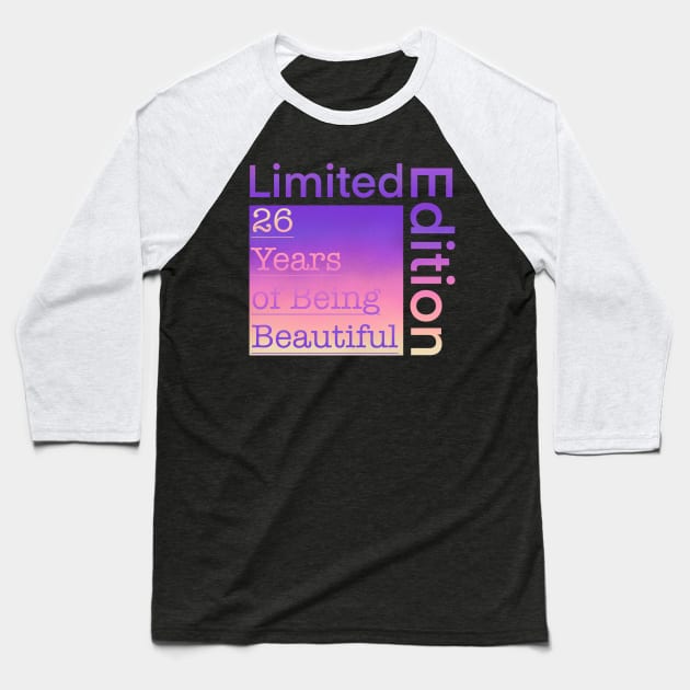 26 Year Old Gift Gradient Limited Edition 26th Retro Birthday Baseball T-Shirt by Designora